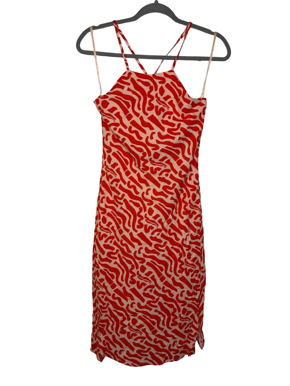 ✨❤️ Band of the Free Red Abstract Strappy Midi Dress NWT XS Resort ❤️✨ - Picture 2 of 5